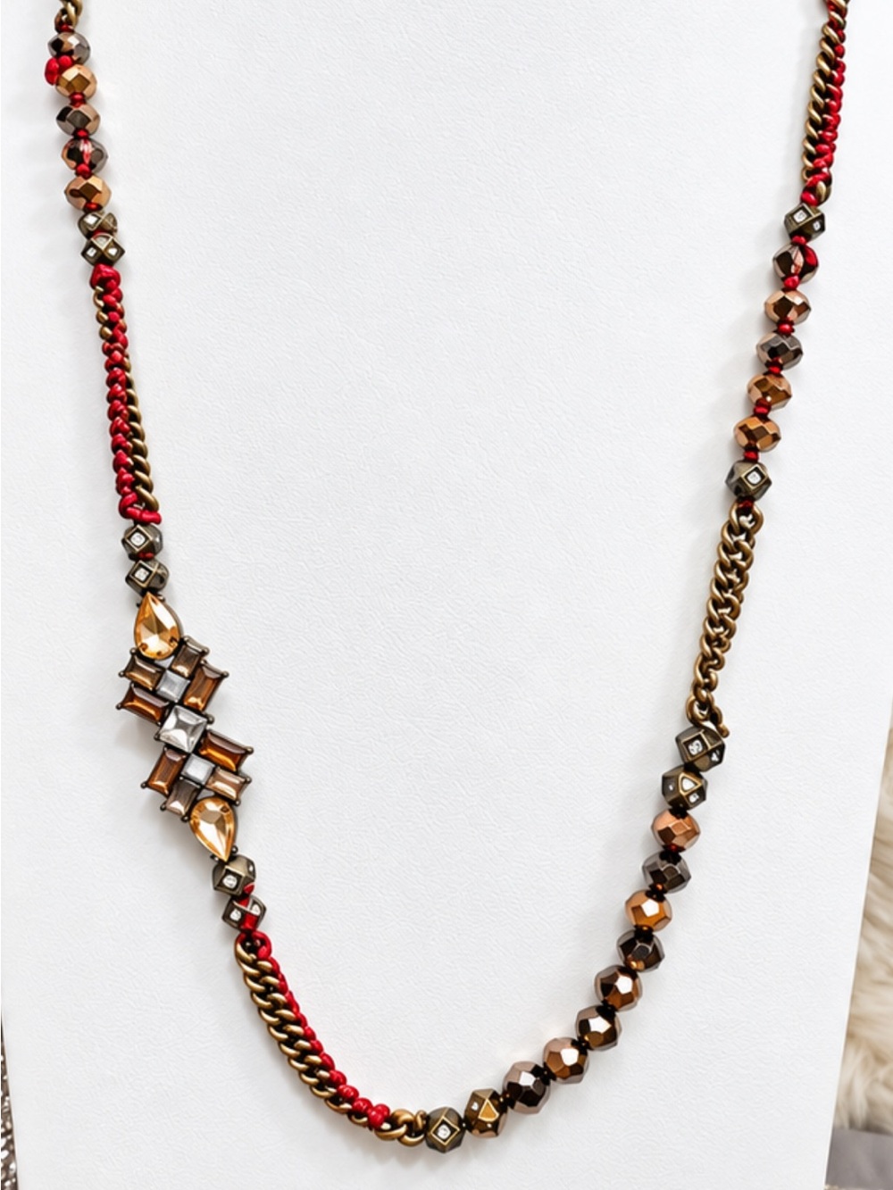 Chloe + Isabel Gold-Tone Necklace with Red and Amber Accents